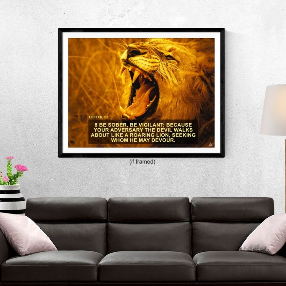 1 Peter 5:8 Poster Be Vigilant Bible Quote (24x18)